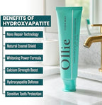 Ollie Fluoride Free 10% Nano Hydroxyapatite Toothpaste for Remineralizing Enamel, Sensitive Teeth & Whitening, Clean Mint 4oz (Pack of 1)