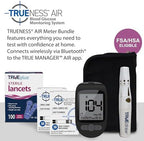 TRUENESS AIR Blood Glucose Meter Bundle - Blood Glucose Monitor, Case, 100 Test Strips, 100 Lancets, Lancing Device - Fast, Easy Testing Supplies for Home Use