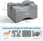 Knee Pillow for Side Sleepers,Memory Foam Leg Pillow for Side Sleeping Between Knees,Knee Cushions for Hip,Back,Joints,Sciatica Pain Relief Pillows,Spinal Alignment Support,Grey