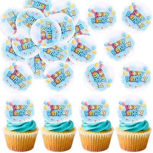 40 Pcs Edible Happy Birthday Cupcake Toppers Colorful Baby Cake Topper Picks Baby Showe Kids' Birthday Party Decorations