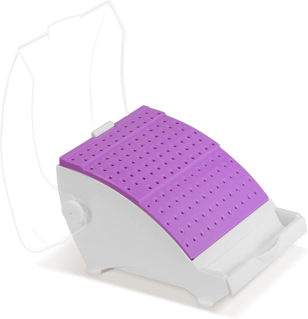 Annhua Bur Blocks Burs Holder 142 Holes with Cover Case, Purple Dental Bur Organizer for Slow Speed High Speed Burs