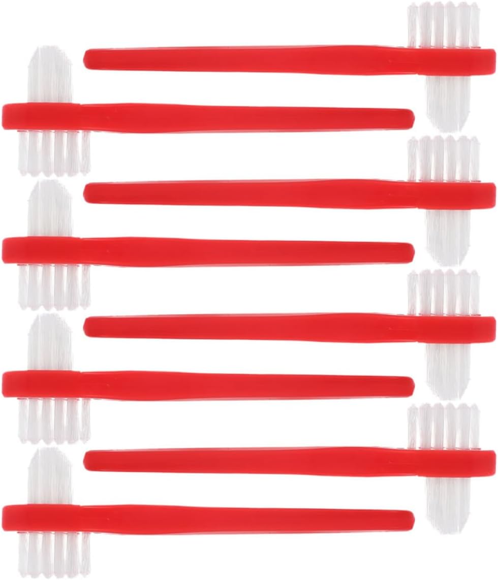 DOITOOL 8pcs Double Heads Denture Toothbrush Soft Bristles False Teeth Cleaning Brush for Retainers Travel Oral Care