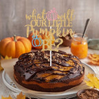 What Will Our Little Pumpkin Be Cake Topper, Pumpkin Baby Shower Cake Décor, Boy or Girl, Fall Autumn Gender Reveal Pregnancy Celebrate Party Decorations Supplies