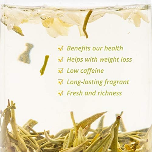 Oriarm 2025 Bi Tan Piao Xue Jasmine Tea Loose Leaf - Chinese Mao Feng Green Tea with Jasmine Flowers - Yuqian 1st Grade 100g (3.53oz) Ziplock Resealable Bag