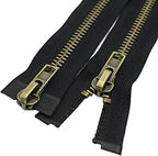 MebuZip #8 20 Inch Antique Brass Two Way Separating Jacket Zipper Right Handed Zipper Heavy Duty Metal Zippers for Men's Jackets Coats Sewing (TWRH)