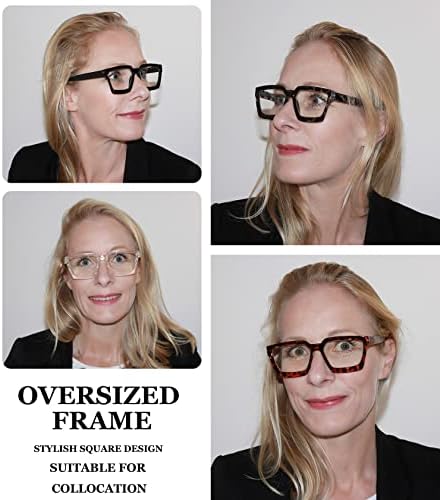 Eyekepper Multifocus Progressive Computer Readers Women - Noline Trifocal Reading Glasses Blue Light Filter Oversize Frame (Black)