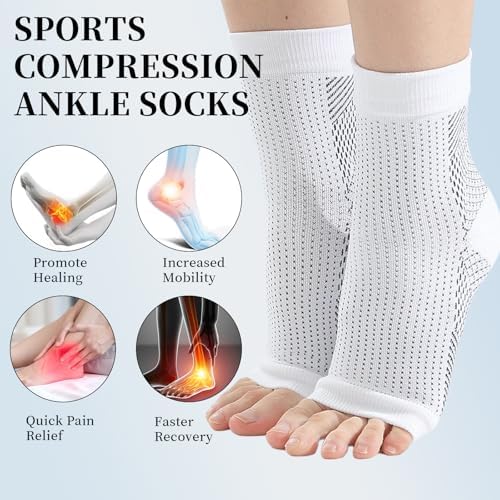 2 PCS One Compress Bamboo Foot Sleeves, Bamboos Anti Fatigue Socks, Ankle Protection Socks, Ankle Sleeves for Foot Pain Relief Soothe for Arch Support, Plantar Fasciitis, Achilles Tendonitis (M/L)