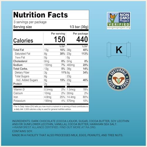 Chocolove Hawaiian Sea Salt Dark Chocolate Bars | 72% Cocoa | Rich and Intense Flavor | Made with Premium Chocolate | Non-GMO & Gluten-Free, 3.2 oz Bar (12 Pack)