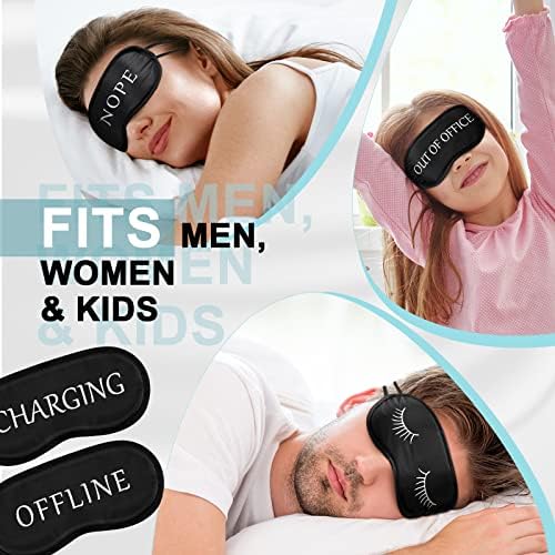 Eurzom 40 Pcs Funny Sleep Eye Mask Soft Night Mask Bulk for Sleeping Blackout Blindfolds with Adjustable Strap for Women Men Kids Nap Meditation Party Travel Gifts Favors(Black)