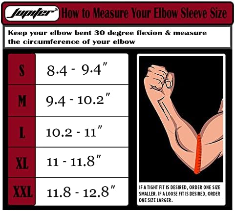 Jupiter Elbow Sleeves (Pair),Support for Squat,Weightlifting,Powerlifting,Basketball and Tennis,5mm Neoprene Compression Brace for Both Women and Men （Large）