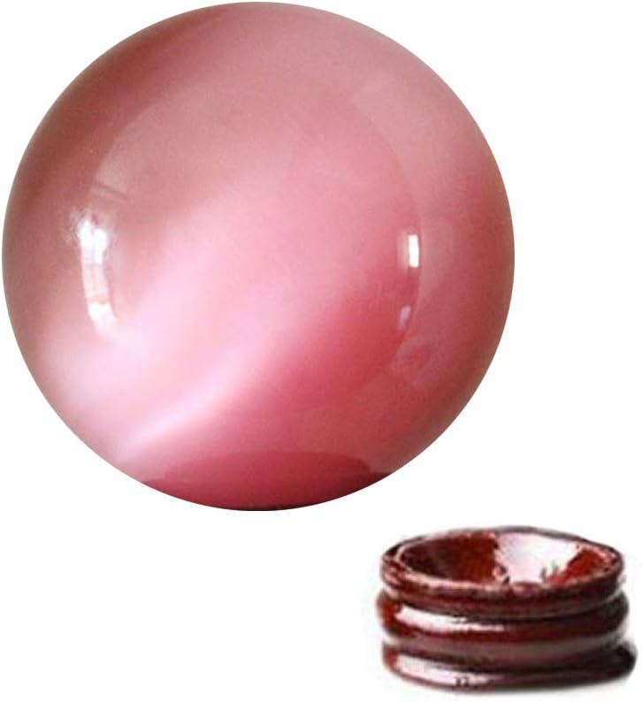 Feng Shui 1.6" Natural Quartz Cat Eye Crystal Healing Ball - Feng Shui Crystal Ball for Wealth and Protect The House (Pink)