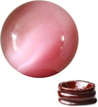Feng Shui 1.6" Natural Quartz Cat Eye Crystal Healing Ball - Feng Shui Crystal Ball for Wealth and Protect The House (Pink)