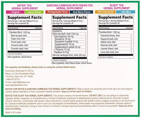 Hyleys Detox Tea for Cleanse – 28 Day Detox Kit with 84 Tea Bags – Garcinia Cambogia, Green Tea, Mint & Chamomile – Supports Weight Loss, Digestion & Sleep