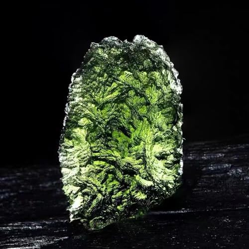 Moldavite Crystal Necklace,Raw Czech Meteorite Stone Certified Healing Crystal Pendant,Green,Irregualr Shape