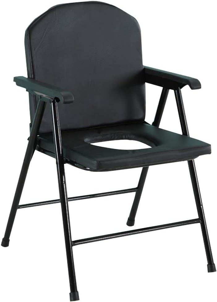 Household Commode Toilet Chair Folding Pregnant Bath Stool Shower Chair with Padded Cushion,Wipe Clean Easy,for Adults, Handicap, Elderly