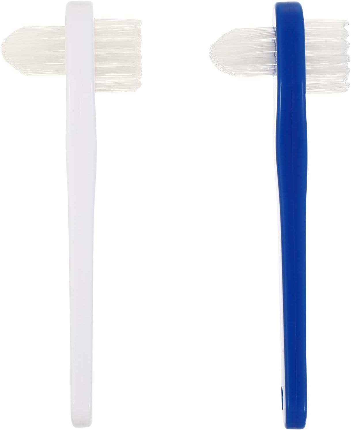 Supvox 2PCS Double Sided Denture Brush | Extra Soft Bristles T-Shaped Cleaning Brush for Dentures, Retainers & Night Guards | White & Blue