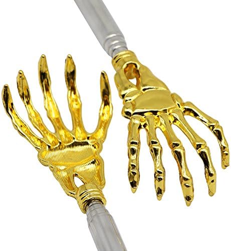 SinLoon Back Scratcher Hand Massager backslap(2- Pack) Portable Extendable Telescopic Metal Back Scratchers with Rubber Handles (Skull Hands)