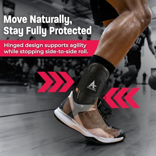 Active Ankle T2 Ankle Brace, Medium, Black, Rigid Support for Men 7-10 & Women 8-11 Shoe Size, Adjustable Brace for Sprained Ankle, Volleyball & Cheerleading, Lightweight EVA Padding, Fits Left or Right Foot