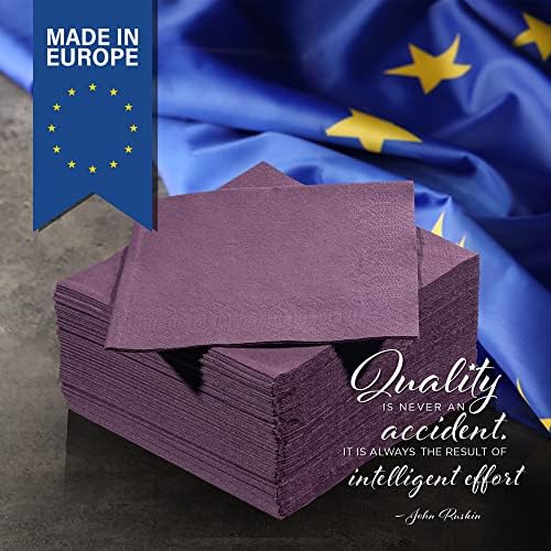 Plum Beverage Napkins, 2-Ply Disposable Paper Napkins-Bar, Cocktail, Weddings, Birthday, EU Made, (300 Count)