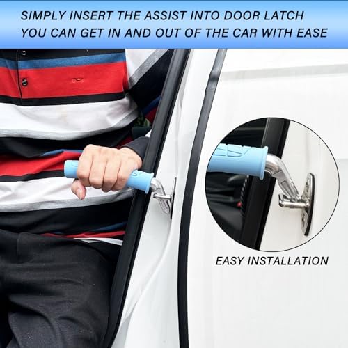 2 Pack Car Door Handle for Elderly Car Handle Assist Portable Vehicle Support Handle for Easy Sit to Stand Assistance Auto Cane for Seniors and Handicapped Supports Up to 450 Pounds