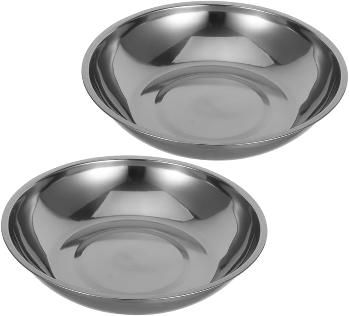 2pcs Electronic Scale Tray Metal Weighing Bowl Digital Kitchen Scale Food Weighing Stainless Steel Bowl Mixing Serving Portion Control