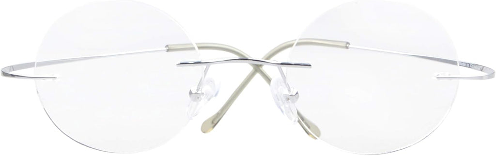 CessBlu Titanium Circle Reading Glasses Bendable Rimless Round Reader Eyeglasses for Men Women Reading