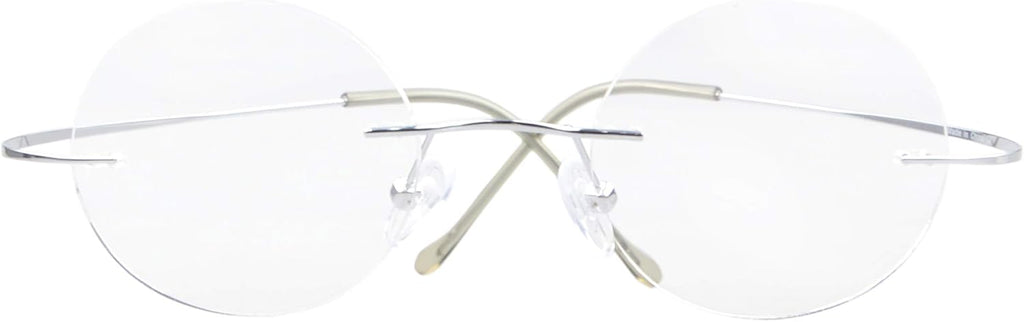 CessBlu Titanium Circle Reading Glasses Bendable Rimless Round Reader Eyeglasses for Men Women Reading