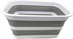 SAMMART 12L (3.17Gallon) Collapsible Tub - Portable Outdoor Picnic Tray - Portable Washing Basin - Space Saving Plastic Washtub (White/Grey)