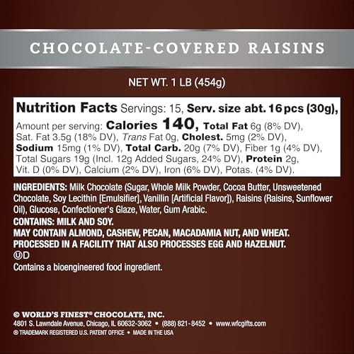 Chocolate-Covered Raisins - Milk Chocolate - 1 lb - World's Finest Chocolate