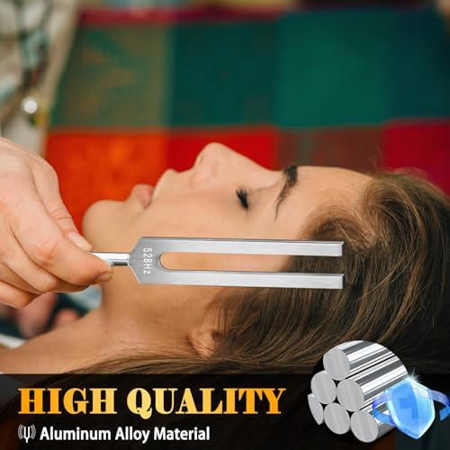 528 Hz Tuning Fork with Reflex Hammer for Healing Chakra Set,Aluminum Alloy, with Silicone Hammer and Storage Bag, Ideal for Sound Healing, SPA Aromatherapy,Yoga, Meditation, and Relaxation