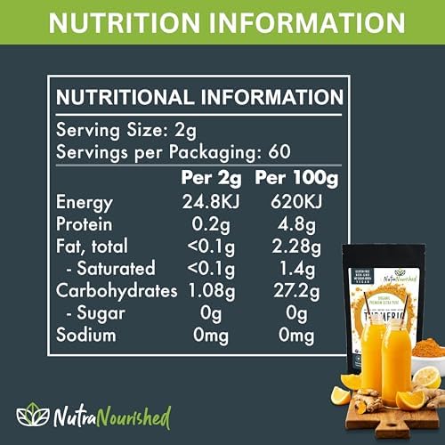 Organic Turmeric 95% Curcumin Powder – 1500mg Extract with Black Pepper – Non-GMO, Vegan, Gluten-Free, Natural Supplement – 120g