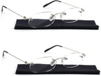 Viseng 2 Pairs Unisex Super Lightweight Rimless Quality Readers Ultra Thin Clear Lenses Frameless Reading Glasses +1.5