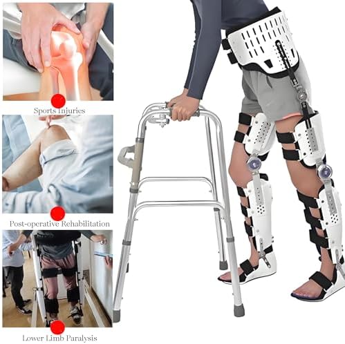 Articulated Knee Orthosis Immobilizer, Professional Hip-Knee-Ankle-Foot Orthosis with Walking Boot, Knee Support Brace, Leg Support for Walking (Both)