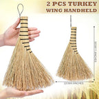 Suclain 2 Pcs Small Corn Whisk Brush Broom 100% Handmade 12 Inch Handheld Brush Whisks Natural Corn Short of Asian Whisk Broom with Nylon Thread Handle for Household Sweeping Indoor Outdoor (Style B)