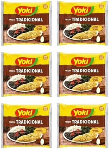 Seasoned Cassava Flour - Farofa de Mandioca Pronta - Yoki - 17.6 oz (500g) - GLUTEN-FREE - (PACK OF 06)