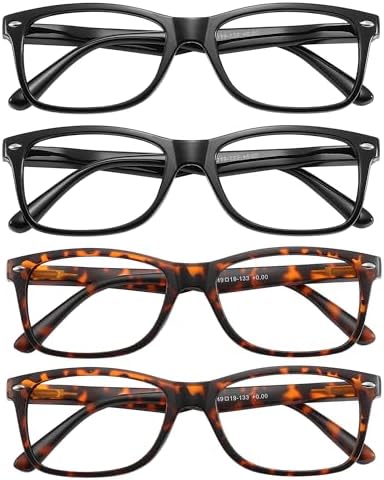 Przene Reading Glasses for Men Women Blue Light Blocking Readers Spring Hinges Lightweight Style Pack