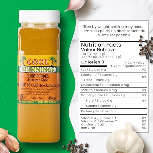 Cool Runnings Jamaican Style Curry Powder 500g - Aromatic and Flavorful Blend for Curries, Meats, Seafood, and Vegetables, Perfect for Stews