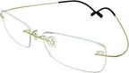 Stylish Rimless Computer Reading Glasses Black Gold Metallic Readers