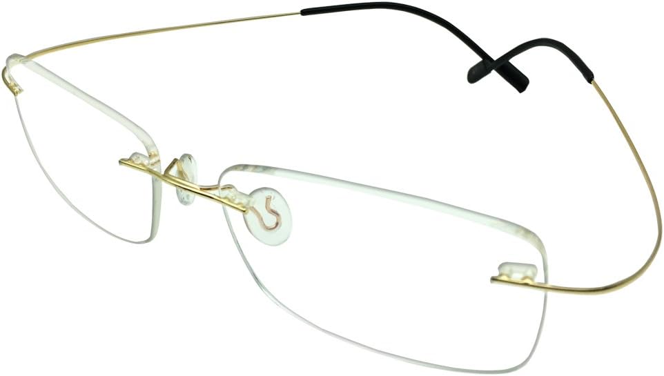 Stylish Rimless Computer Reading Glasses Black Gold Metallic Readers