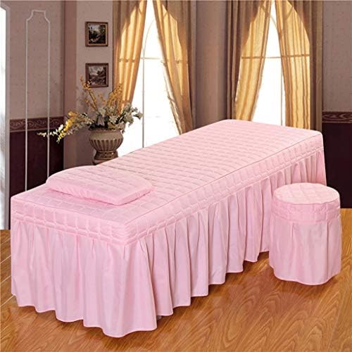 Washable Pad Cover Bed Sheet Bed Skirt Table Skirt for Treatment Couch SPA Massage Table (Pink-190x70cm)