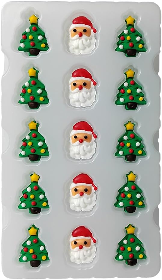 Christmas Sprinkles Icing Decoration for Cupcake Decorating, Christmas Tree Cake Decoration, Edible Santa Claus Cake Cupcake Topper for Baking Cookie Ice Cream Candy Decoration