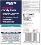 EcoZone Caddy Liners, 100% Compostable & Biodegradable Bin Bags, 10 Litre Size, Strong Tear Resistant, Mindful Vegan Natural Sacks Made from Plants, Plastic Free (Roll of 22)