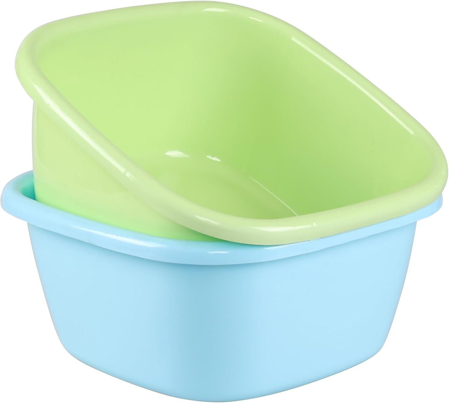 2 Pack Square Plastic Wash Basin, 16 Quart Dish Pan Tubs