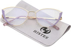 HJSTES Blue Light Blocking Glasses Women Trendy Cat Eye Metal Frame Computer Reading Eyewear(Purple Frame)