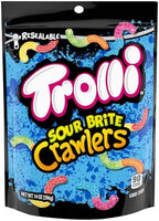 Trolli Sour Brite Crawlers, Candy, Cherry-Lemon, Strawberry-Grape & Orange-Lime, Sweet and Sour, Gummy Worms, 14 oz