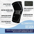 SB SOX Compression Knee Brace - Great Support That Stays in Place - Perfect for Recovery, Everyday Use - Best Treatment for Pain Relief, Meniscus Tear, Arthritis (Solid Black, Medium)
