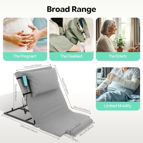 Electric Lifting Backrest, 2-80° Electric Assisted Wake-Up Device Adjustable Electricity Lifting Mattress Sit-Up Back Rest Chair with Remote Control for Living Rooms Bedrooms Nursing Homes