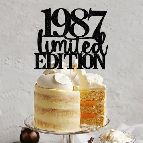 Limited EDITION 1987 cake topper 39th birthday happy birthday cake topper men and women cheer 39 years old handmade black glitter cake decoration (1987)