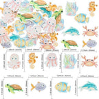 Ephlyn 54Pcs Edible Ocean Animal Cupcake Toppers Wafer Paper Under the Sea Animal Creature Cake Toppers Dessert Muffin Cake Pick Decorations for Baby Shower Birthday Party Supplies