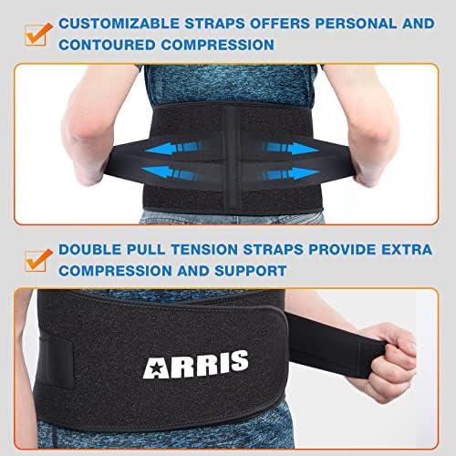 Gel Ice Pack for Back, ARRIS Back Ice Wrap with Support Belt for Pain Relief, Flexible Hot Cold Therapy Back Brace for Waist, Lower Lumbar, Injuries, Sciatic Nerve…